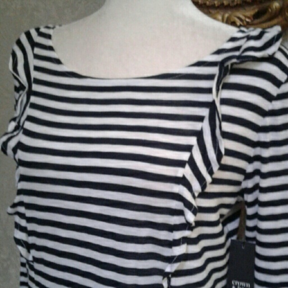 Nwt ! Crown & Ivy Navy / White  Spring   Top  M - Picture 4 of 6